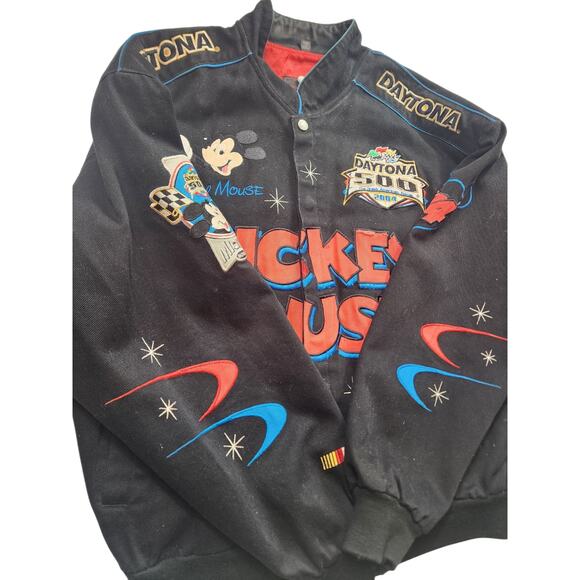 Disney Jeff Hamilton Jacket Mens Large Mickey Daytona NASCAR Embroidered Bomber - Picture 9 of 16